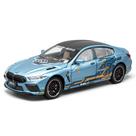 Modelo de carro fundido sob pressão BMW M8 escala 1:24 cor azul