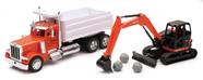 Modelo Diecast NewRay Caminhão Basculante Peterbilt e Escavadeira Kubota Modelo Diecast NewRay Caminhão Basculante Peterbilt e Escavadeira Kubota