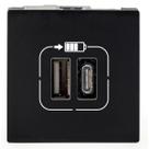 Módulo Carregador 2x USB Tipo A+C 3A Preto Pial Plus+