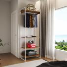 Modulo Closet Industrial Cabideiro Ferro Branco Amêndoa Modulo Closet Industrial Cabideiro Ferro Branco Amêndoa