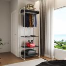 Modulo Closet Industrial Cabideiro Ferro Branco Preto
