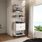 Modulo Closet Industrial Com Gaveta Ferro Cobre Branco