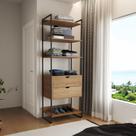Modulo Closet Industrial Com Gaveta Ferro Preto Amêndoa