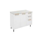 Módulo Cozinha Bertolini Colors Balcão c/ Tampo 6114 c/ 3 Portas e 2 Gavetas 105cm Branco-Bertolini