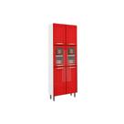 Módulo Cozinha Bertolini Colors Paneleiro 6037 6 Portas (2 c/ Vidro) Branco/Vermelho
