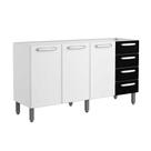 Módulo Cozinha Bertolini Evidence 7028 3 Portas 4 Gavetas s/ Tampo Branco/Preto