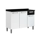 Módulo Cozinha Bertolini Evidence Balcão c/ Tampo 7122 c/ 3 Portas e 1 Gaveta 120cm Branco/Preto-Bertolini Módulo Cozinha Bertolini Evidence Balcão c/ Tampo 7122 c/ 3 Portas e 1 Gaveta 120cm Branco/Preto-Bertolini