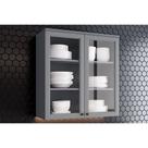 Módulo Cozinha Henn Americana Armário 2 Portas de Vidro 80cm Cinza