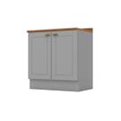 Módulo Cozinha Henn Americana Balcão c/ Tampo c/ 2 Portas 80cm Cinza-Henn