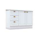 Módulo Cozinha Henn Americana Balcão p/ Pia c/ Tampo c/ 2 Portas e 3 Gavetas 120cm Branco-Henn