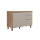 Módulo Cozinha Linea Allure Allure c/Tampo c/2 pta e 3 Gav 120cm Jequitiba/Gris Linea Brasil