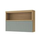 Módulo Cozinha Nesher Marquesa Armário c/ Nicho e 1 Porta Basculante Ripada 120cm Nature/Verde - Nesher