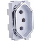 Módulo de Tomada Universal Branco com Cromado 2P+T de 20 Ampères da Linha Novara - DC1200-39 - DICOMPEL