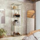 Modulo Estante Industrial 54cm com prateleiras 2 Gavetas - Estrutura Metálica