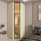 Módulo Guarda-Roupa Canto Innova Reflecta 1 Porta com LED 100% MDF Bege/Off White