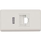 Modulo Tomada De Transmissão De Dados Tramontina Rj 45 Cat 6 Branco