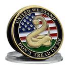Moeda comemorativa United We Stand Don't Tread on Me Rattles Moeda comemorativa United We Stand Don't Tread on Me Rattles