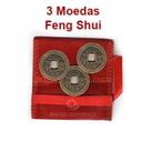Moedas Feng Shui (3 Moedas com Fita Vermelha) - Sorte e Prosperidade
