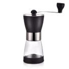 Moedor de café manual de plástico com recipiente em vidro 17cm