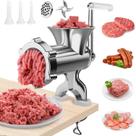 Moedor de Carne Manual N10 Portátil para Processar Moer Tempero a Manivela Aço Inox com 3 Tipos de Funil