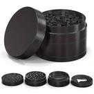 Moedor de ervas de metal preto de 4 camadas com dentes de precisão 4x3,3 cm Moedor de ervas de metal preto de 4 camadas com dentes de precisão 4x3,3 cm