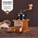 Moedor Grao Café Manual Madeira Gavetinha Po Completa