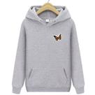 Moetom Canguru Borboleta Florida Peito Blusa de Frio Fofo Casaco