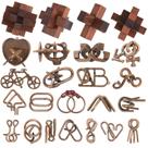 Mojimky 24 Peças Quebra-cabeças de Metal e Madeira