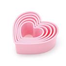 Molde Cortador Formato de Coração Rosa para decorar e confeitar Biscoito Bolo e Pasta Americana 6Un