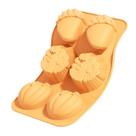 Molde de abóbora de silicone de 6 cavidades para assar no Halloween