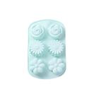 Molde de bolo de silicone em forma de flor - molde verde menta de 6 cavidades