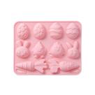 Molde de chocolate de silicone para Páscoa - coelho e ovo de 9 cavidades