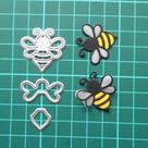 Molde de corte metálico Trdxxx com estêncil de abelha 4,5 x 4,4 cm Molde de corte metálico Trdxxx com estêncil de abelha 4,5 x 4,4 cm