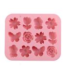 Molde de flor e borboleta de silicone de 12 cavidades para assar e cozinhar