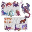 Molde de resina Zodiac Constellation Animals Chaveiro de silicone