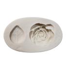 Molde De Silicone - 322 - Rosa E Folha - 1 unidade - Mazulli - Rizzo