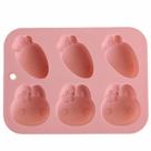 Molde de silicone Carrot & Bunny de 6 cavidades para chocolate e chá DIY
