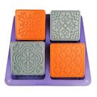 Molde de silicone com padrão floral de 4 cavidades para chocolate e bolo
