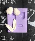 Molde de silicone orelha e pata coelho para decorar f483