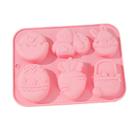 Molde de silicone para coelhinho da Páscoa e ovo - molde de cozimento rosa de 6 cavidades