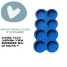 Molde de Silicone para Resina - Chaveiro Circulos 3,5cm - 8 cavidades