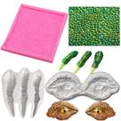 Molde de silicone S de 3 peças com olhos, garras e escamas de dragão de Halloween