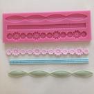 Molde De Silicone Trio Flores e Arabescos Para Confeitaria E Biscuit