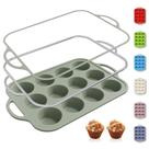Molde para Muffins de Silicona Socisen de 12 Cupos con Marco Metálico y Asas