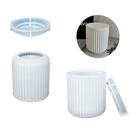 Molde Silicone Pote Tampa Com Listras Vela Gesso Cimento Resina