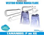 Molde Vestido Renda Manga Flare, Modelagem&Diversos, Tamanhos P Ao Xg Molde Vestido Renda Manga Flare, Modelagem&Diversos, Tamanhos P Ao Xg