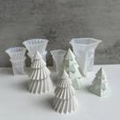 Moldes De Resina Para Enfeites De Árvore De Natal, 2 Peças De Silicone Para Velas E Gesso,