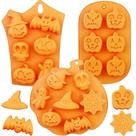 Moldes De Silicone Antiaderentes Para Halloween Em Formatos De Abóbora, Caveira, Morcego E Fantasma