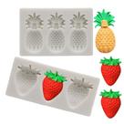 Moldes de silicone para frutas para abacaxi e morango, conjunto de 2
