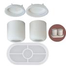 Moldes de Silicone Pote Liso e Pote Listrado e Bandeja Oval Vasos Gesso
